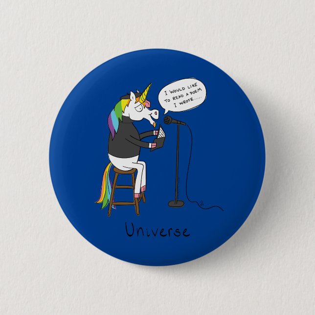 Badge Rond 5 Cm Unicorne Poésie Drôle Carton mignon (Devant)