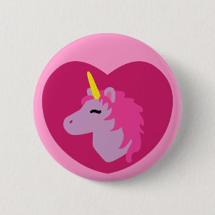 Badge Rond 5 Cm Unicorne rose
