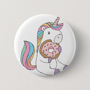 Badge Rond 5 Cm Unicornes affamées Unicorne colorée Art mignon