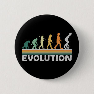 Badge Rond 5 Cm Unicycle Circus Artist Evolution Retro Funny