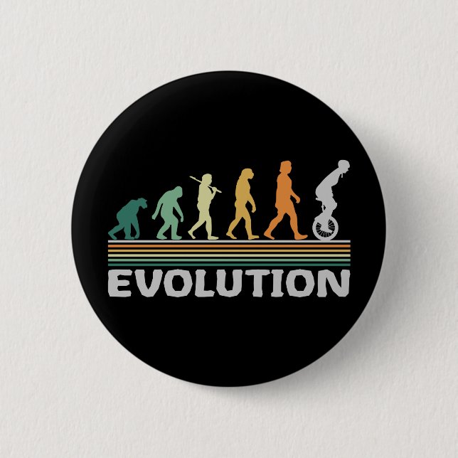 Badge Rond 5 Cm Unicycle Cirque Artist Evolution Retro Funny (Devant)