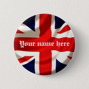Badge Rond 5 Cm Union Jack (ajoutez votre propre nom)