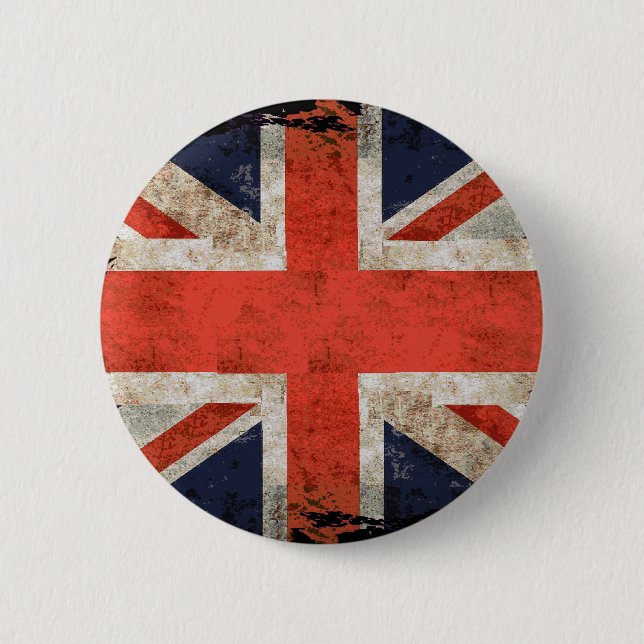 Badge Rond 5 Cm Union Jack déchiqueté âgé (Devant)