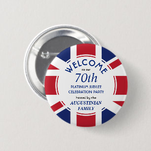 Badge Rond 5 Cm Union Jack patriotique 70e jubilé de platine