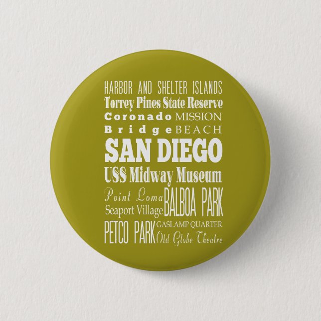 Badge Rond 5 Cm Unique San Diego, Californie Idée cadeau (Devant)