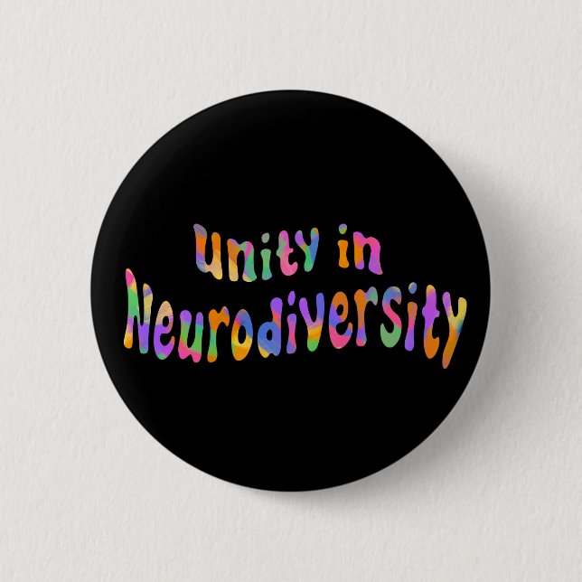 Badge Rond 5 Cm Unité dans la neurodiversité Typographie arc-en-ci (Devant)