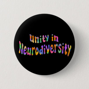 Badge Rond 5 Cm Unité dans la neurodiversité Typographie arc-en-ci