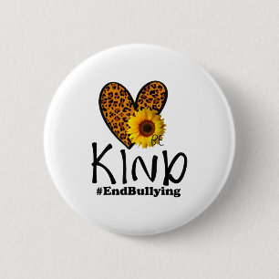 Badge Rond 5 Cm Unité Day Orange Be Kind Leopard Heart Anti Bullyi