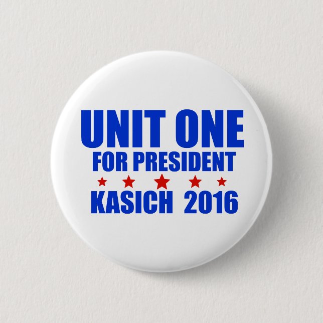Badge Rond 5 Cm Unité une pour le Président Kasich 2016 (Devant)