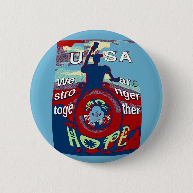 Badge Rond 5 Cm United in Hope : Stronger Together - USA Art Print (Devant)
