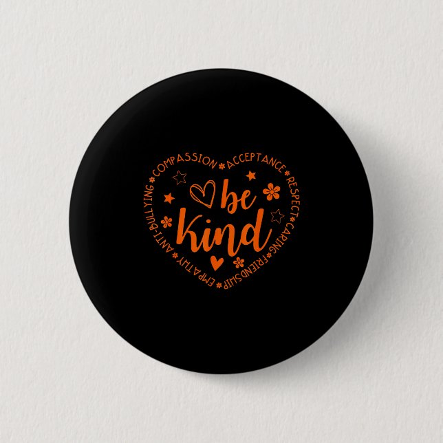 Badge Rond 5 Cm Unity Day Be Kind Kindness Orange Anti Bullying Te (Devant)