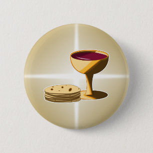 Badge Rond 5 Cm Unleavened Bread and Wine Button
