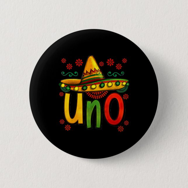 Badge Rond 5 Cm Uno Mon premier anniversaire mexicain Cinco De May (Devant)