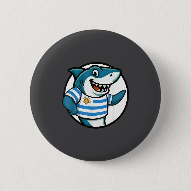 Badge Rond 5 Cm Uruguay Flag Shark Funny Uruguayan  (Devant)