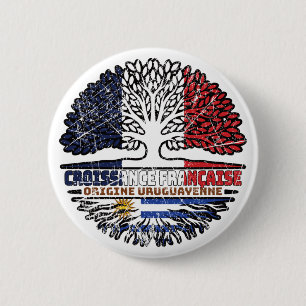 Badge Rond 5 Cm Uruguay Uruguayen Français France Racines Drapeau