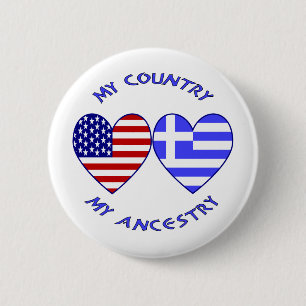 Badge Rond 5 Cm USA / Ancêtre du pays grec