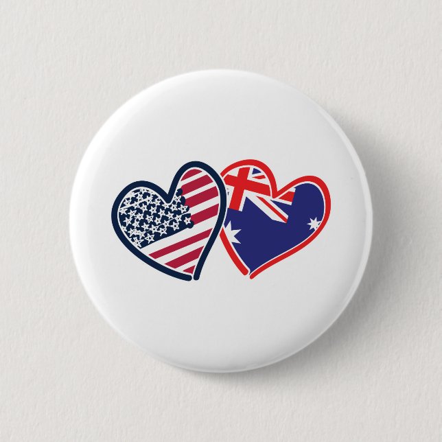 Badge Rond 5 Cm USA—Australie-Amour (Devant)