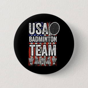 Badge Rond 5 Cm Usa Badminton Team American Flag Funny Badminton F