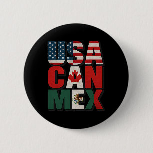 Badge Rond 5 Cm Usa Can Mex Drapeau Football Amérique du Nord Foot