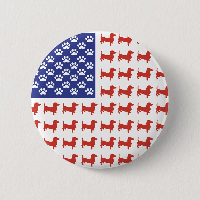 Badge Rond 5 Cm USA Dachshund (Devant)