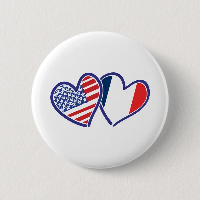 Badge Rond 5 Cm USA—France-Love (Devant)