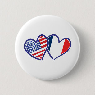 Badge Rond 5 Cm USA—France-Love