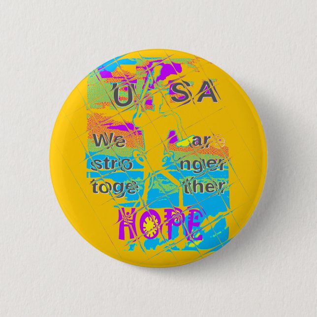 Badge Rond 5 Cm USA Hope : Conception texturée colorée (Devant)