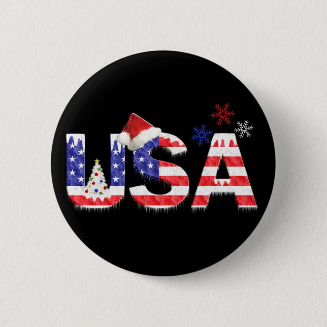 Badge Rond 5 Cm USA pour Noël (Devant)