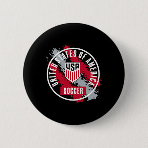 Badge Rond 5 Cm Usa Soccer Rétro Peinture Navy Usmnt Officiellemen