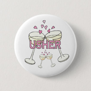 Badge Rond 5 Cm Usher épousant des boutons d'identification