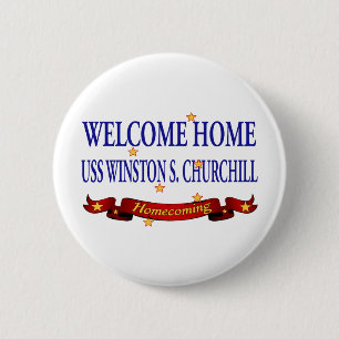 Badge Rond 5 Cm USS à la maison bienvenu Winston S. Churchill