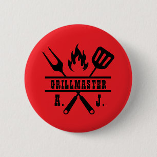 Badge Rond 5 Cm Ustensile de grillmaster rouge