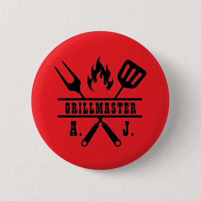 Badge Rond 5 Cm Ustensile de grillmaster rouge  (Devant)