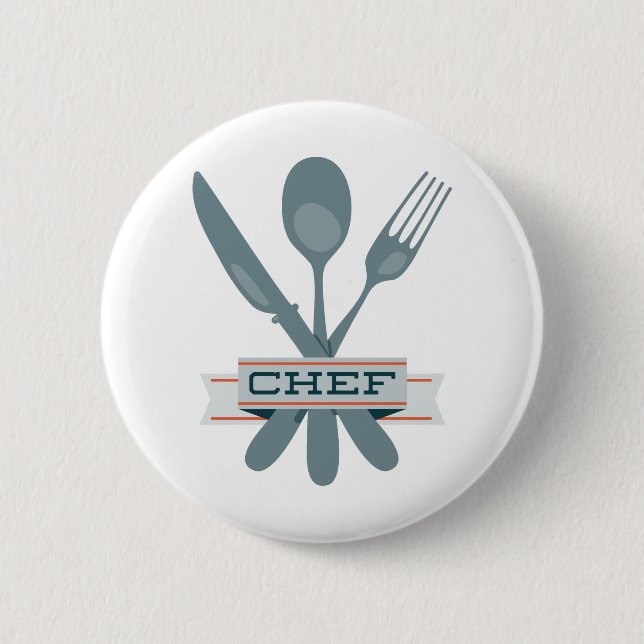 Badge Rond 5 Cm Ustensiles du chef (Devant)