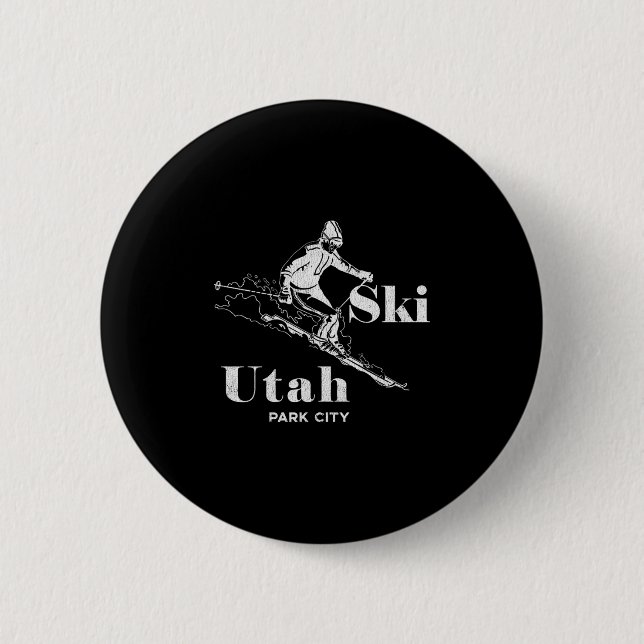 Badge Rond 5 Cm Utah Skiing Park City Long Sleeve Ski Tee (Devant)