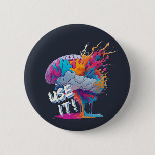Badge Rond 5 Cm Utilisez-le - Cerveau de projection coloré