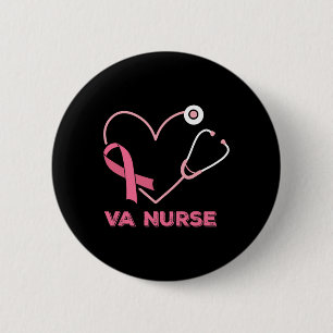 Badge Rond 5 Cm Va Infirmière Coeur Stethoscope Ribbon rose Cute s