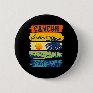 Badge Rond 5 Cm Vacances à Cancun 2026 Mer Sable Plage Été Voyage
