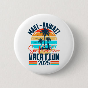 Badge Rond 5 Cm Vacances à Maui Hawaï 2025 Souvenir de famille ass