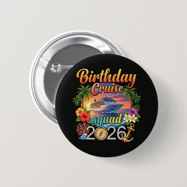 Badge Rond 5 Cm Vacances d'anniversaire en croisière (Devant & derrière)