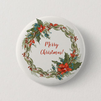 Badge Rond 5 Cm Vacances de Noël Wreath
