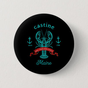 Badge Rond 5 Cm Vacances de pêche au homard à Castine Maine Souven