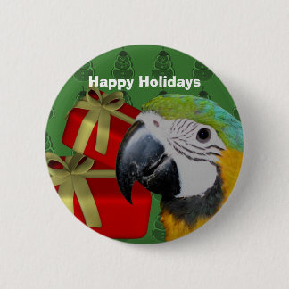 Badge Rond 5 Cm Vacances de perroquet bleu et or macaw