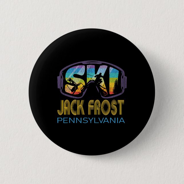 Badge Rond 5 Cm Vacances de ski à Ski Jack Frost Pennsylvanie  (Devant)