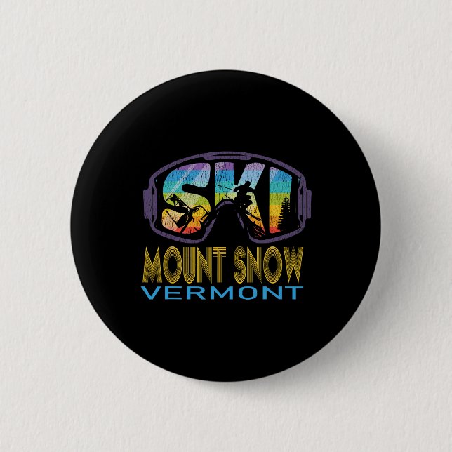 Badge Rond 5 Cm Vacances de ski à Ski Mount Snow Vermont  (Devant)