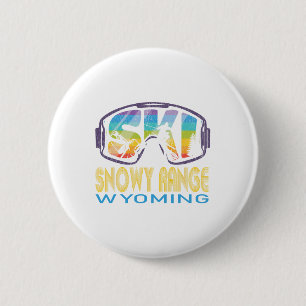 Badge Rond 5 Cm Vacances de ski dans la Snowy Range Wyoming 