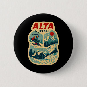 Badge Rond 5 Cm Vacances de ski vintage à Alta Utah Souvenir de vo