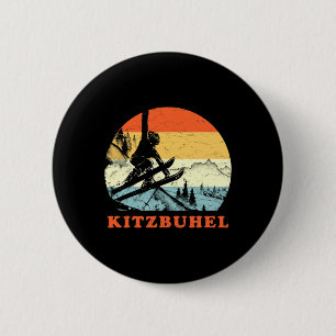 Badge Rond 5 Cm Vacances de ski vintage enneigé à Ski Kitzbuhel, A