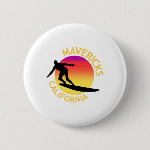 Badge Rond 5 Cm Vacances de surf Mavericks en Californie