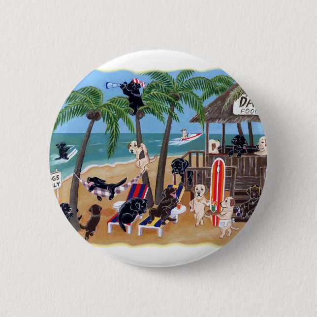 Badge Rond 5 Cm Vacances d'été d'île Labradors (Devant)